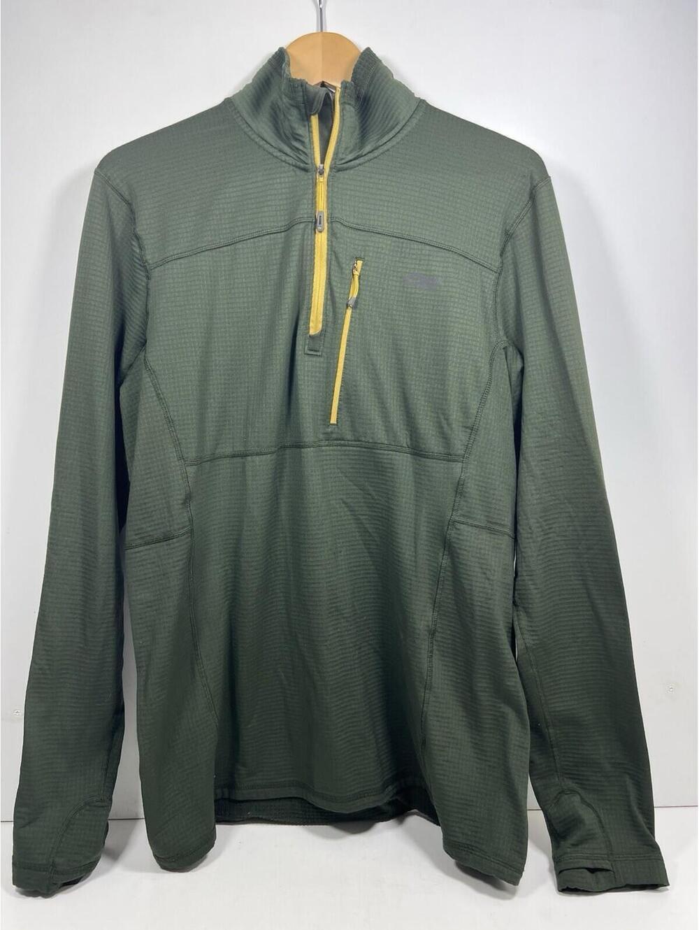 Outdoor Research Pullover Men’s L Green Vigor Quarter Zip Grid Fleece Hiking